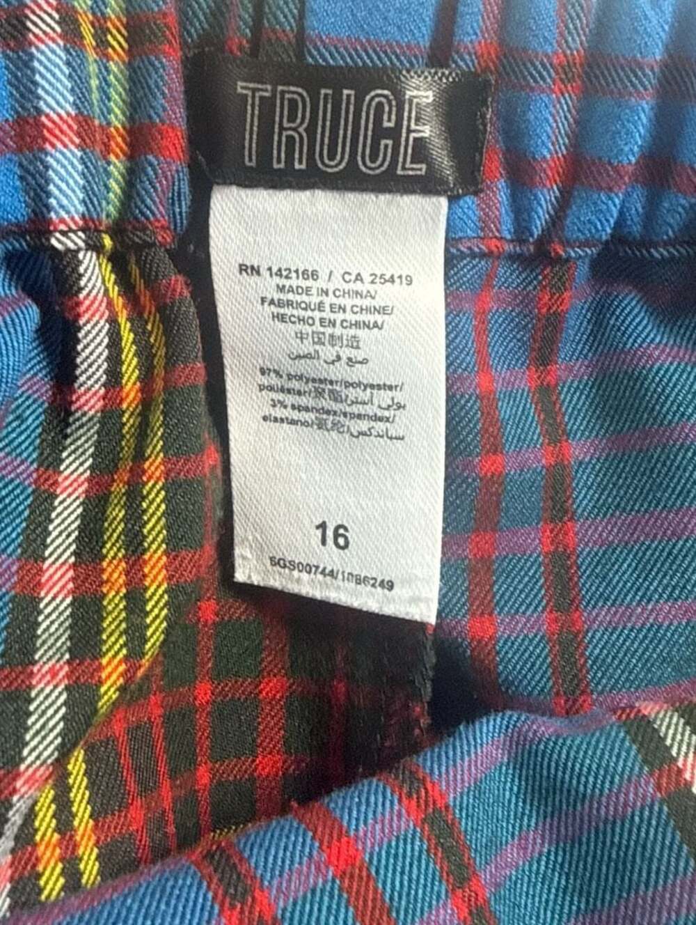 Truce Blue and Red Plaid Tartan Wrap Skort Decorative Snaps, Girls 16 - Picture 2 of 6